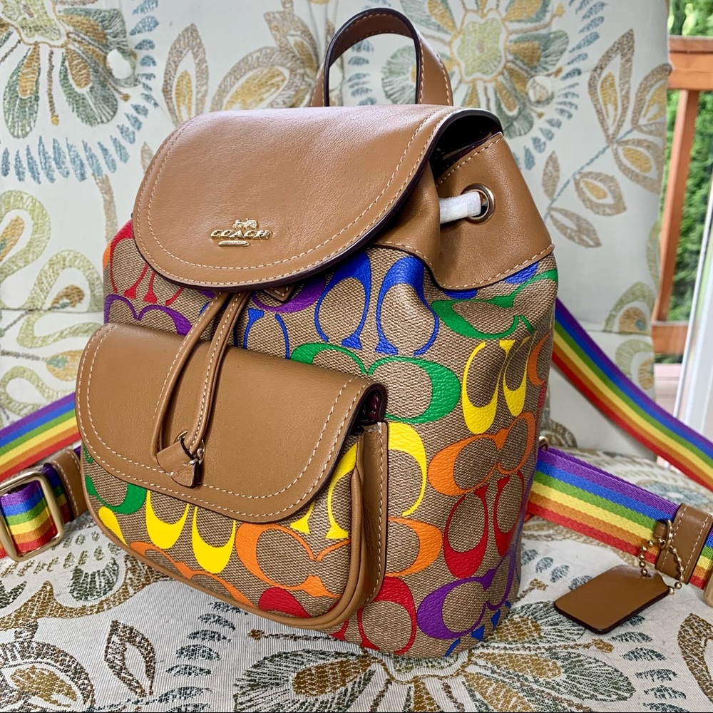 NWT Coach Pennie Small Rainbow Backpack Bag - Picture 2 of 6